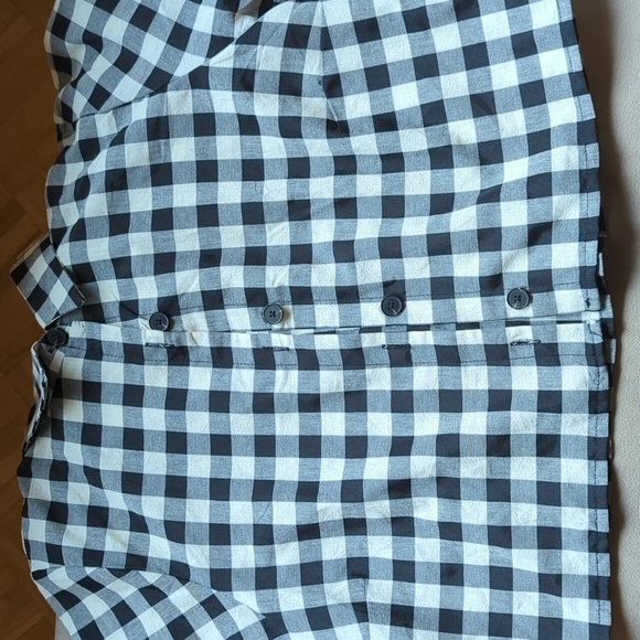 Kirious Los Angeles Gingham Button Down Cropped Boxy Top Black White Small - Picture 2 of 8